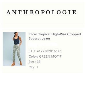 Pilcro Tropical Bootcut Jeans, 33 (green motif)